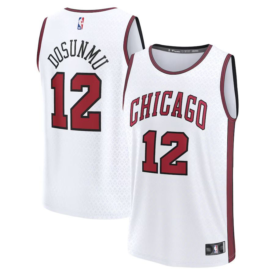 Men Chicago Bulls #12 Ayo Dosunmu Fanatics Branded White City Edition 2022-23 Fastbreak NBA Jersey